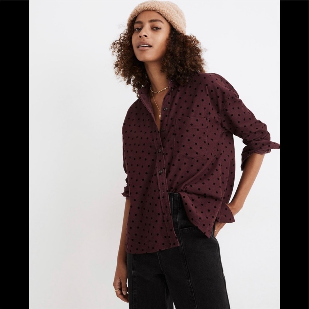 Shirred Corduroy Westlake Shirt in Oval Dot size MD